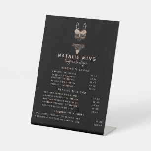 Lace Lingerie Boutique Logo Pricing & Services Pedestal Sign