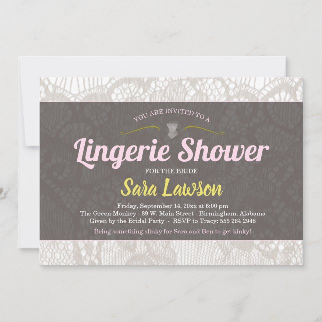 Lace Lingerie Bridal Shower Invitation (Front)