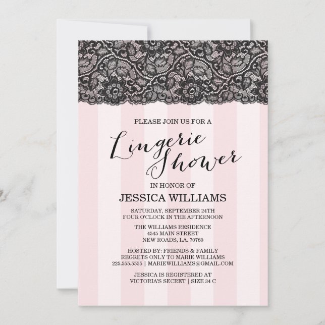 Lace Lingerie Shower Invitation (Front)