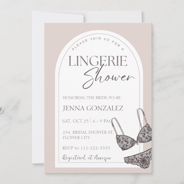 Lace Lingerie Shower Modern Bridal Shower Invitation (Front)