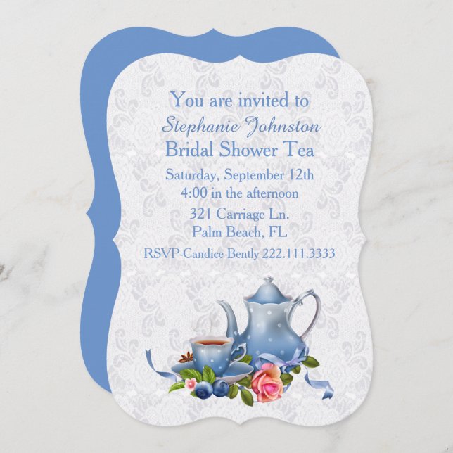 Lace Look Bridal Shower Tea Party Invitation (Front/Back)