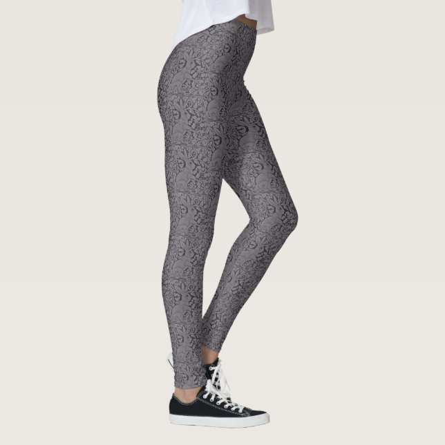 Lace Look Grey Rabbit Pattern Women's Leggings (Right)