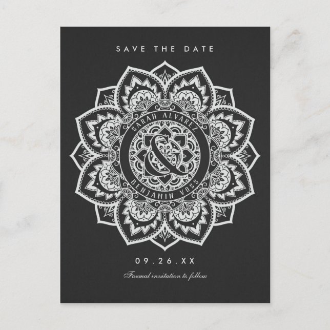 Lace Mandala Save the Date Wedding Postcards (Front)