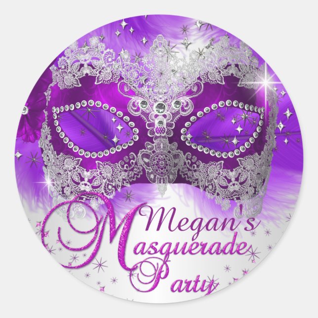 Lace Mask Purple Silver Masquerade Sticker (Front)