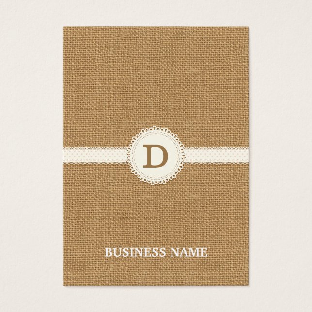 Lace Monogram Burlap Earring/Jewellery Display (Front)