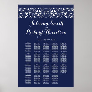 Lace Monogram Wedding 19 Tables Seating Chart