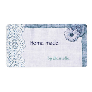Lace on burlap label