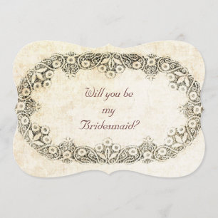 lace on burlap Will you be my bridesmaid Invitation