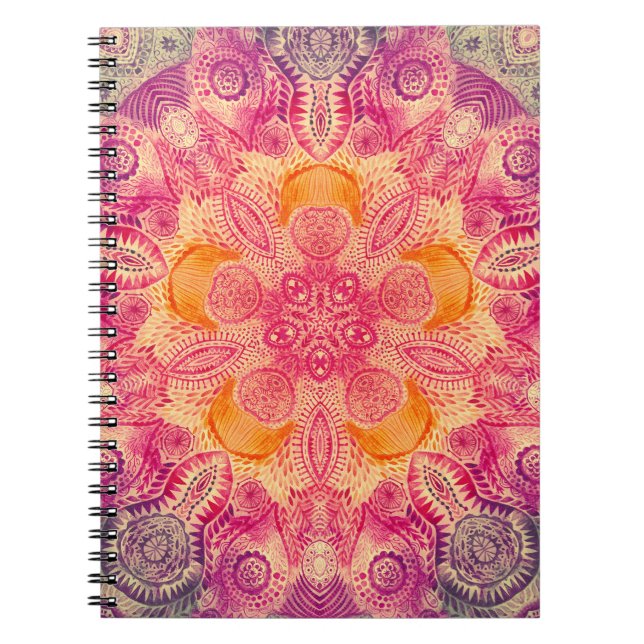 Lace Ornament Mandala: Round Watercolor Design Notebook (Front)