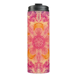 Lace Ornament Mandala: Round Watercolor Design Thermal Tumbler