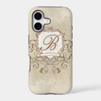 Lace Parchment Baroque Swirl Monogrammed Initial B