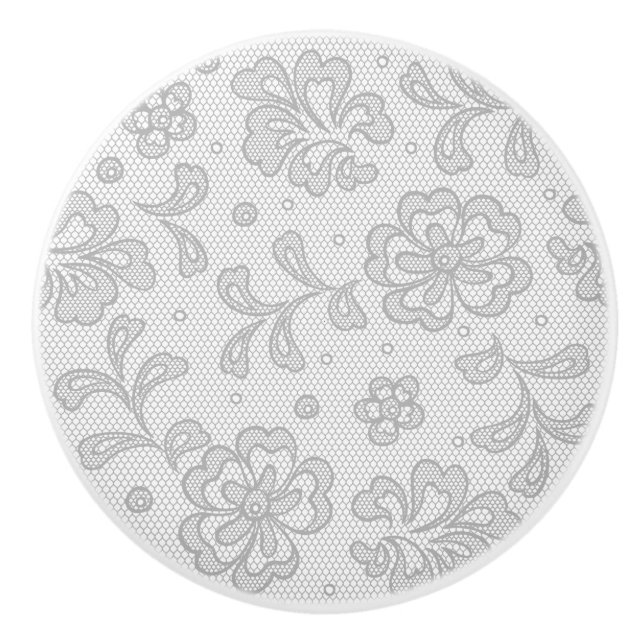 Lace pattern, flower vintage 1 ceramic knob (Front)