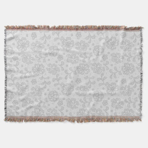 Lace pattern, flower vintage 1 throw blanket
