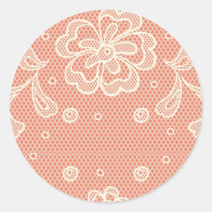 Lace pattern, flower vintage 4 classic round sticker