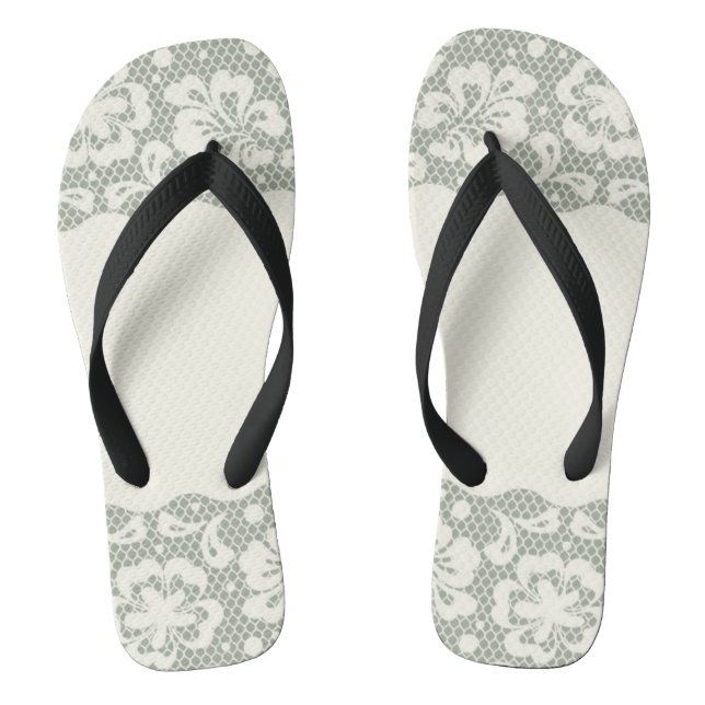 Lace pattern, flower vintage 5 flip flops (Footbed)