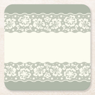 Lace pattern, flower vintage 5 square paper coaster