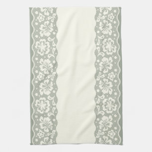 Lace pattern, flower vintage 5 tea towel