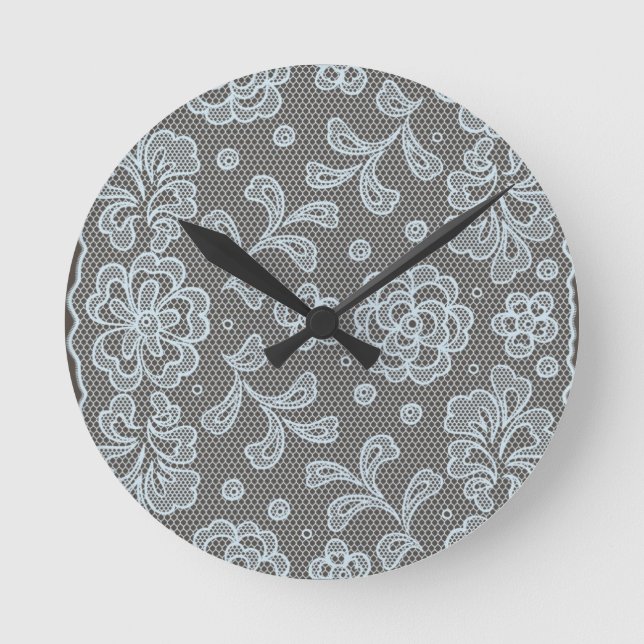 Lace pattern, flower vintage 6 round clock (Front)