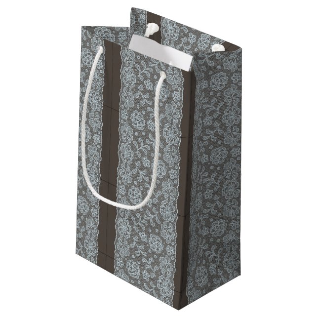 Lace pattern, flower vintage 6 small gift bag (Back Angled)