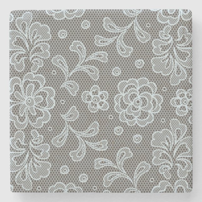 Lace pattern, flower vintage 6 stone coaster (Front)