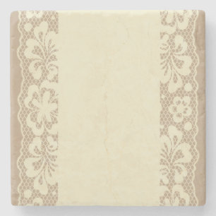 Lace pattern, flower vintage 7 stone coaster