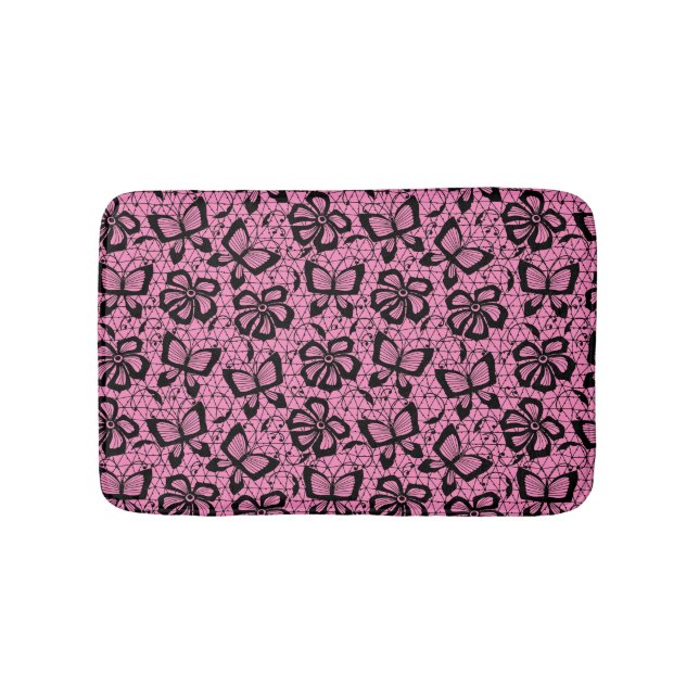 lace pattern with butterflies bath mat (Front)