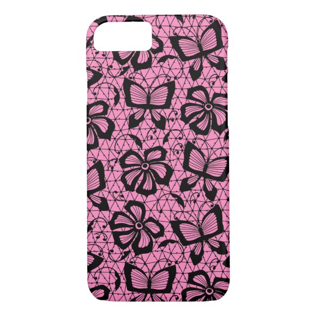 lace pattern with butterflies Case-Mate iPhone case (Back)
