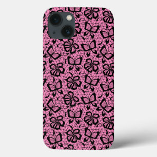 lace pattern with butterflies iPhone 13 case
