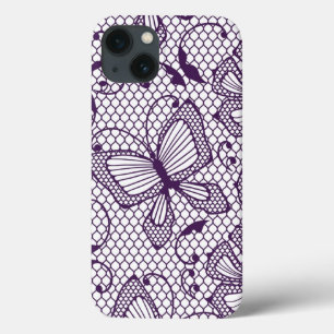 Lace pattern with butterflies iPhone 13 case