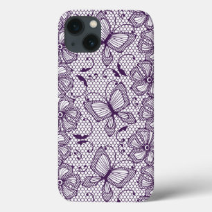 Lace pattern with butterflies iPhone 13 case