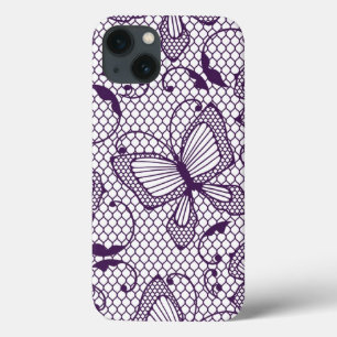 Lace pattern with butterflies iPhone 13 case
