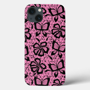 lace pattern with butterflies iPhone 13 case