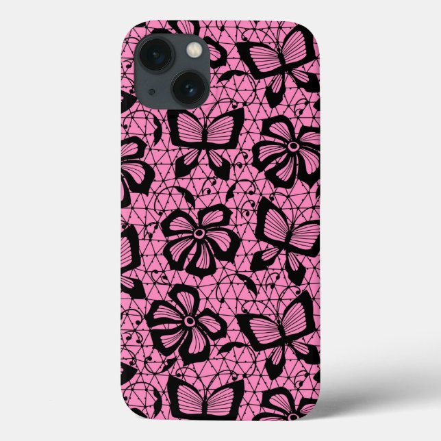 lace pattern with butterflies Case-Mate iPhone case (Back)
