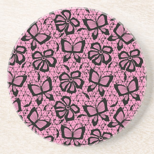 lace pattern with butterflies coaster (Front)