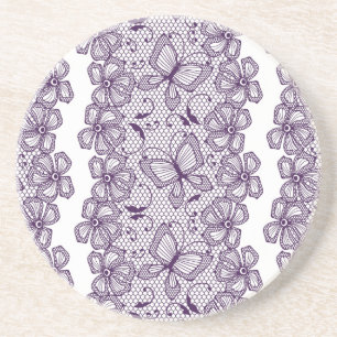 Lace pattern with butterflies coaster