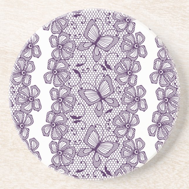 Lace pattern with butterflies coaster (Front)