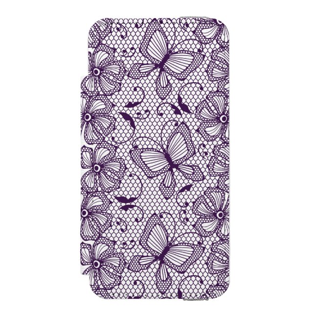 Lace pattern with butterflies incipio iPhone wallet case (Folio Front)