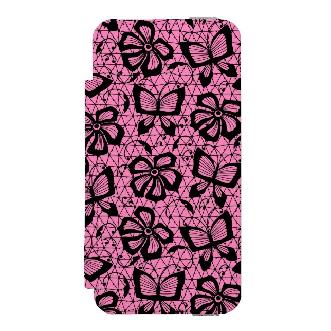 lace pattern with butterflies incipio iPhone wallet case (Folio Front)