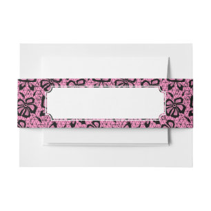 lace pattern with butterflies invitation belly band