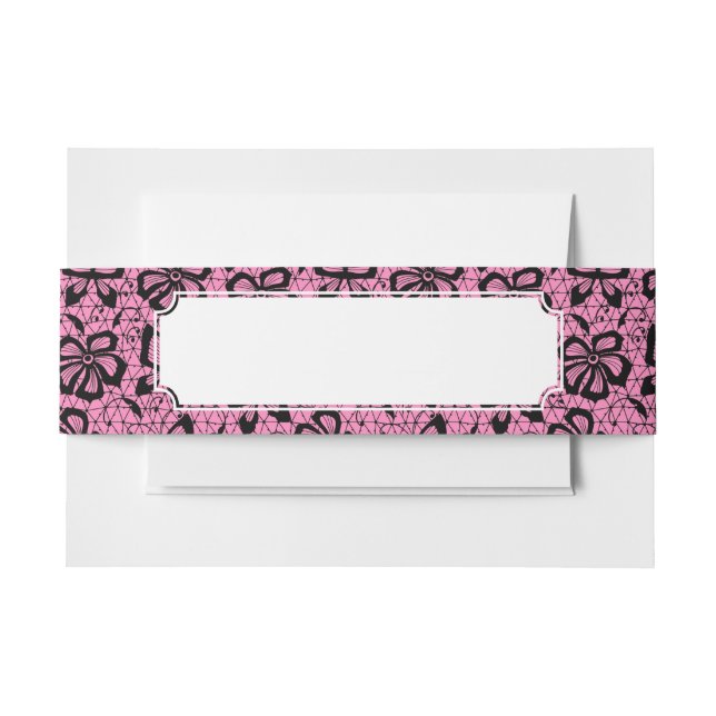 lace pattern with butterflies invitation belly band (Front Example)