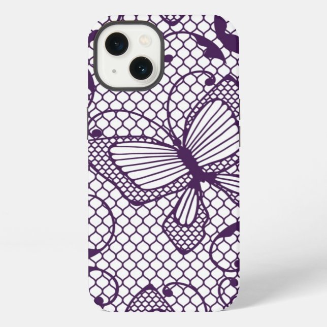 Lace pattern with butterflies iPhone case (Back)