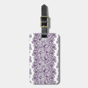 Lace pattern with butterflies luggage tag