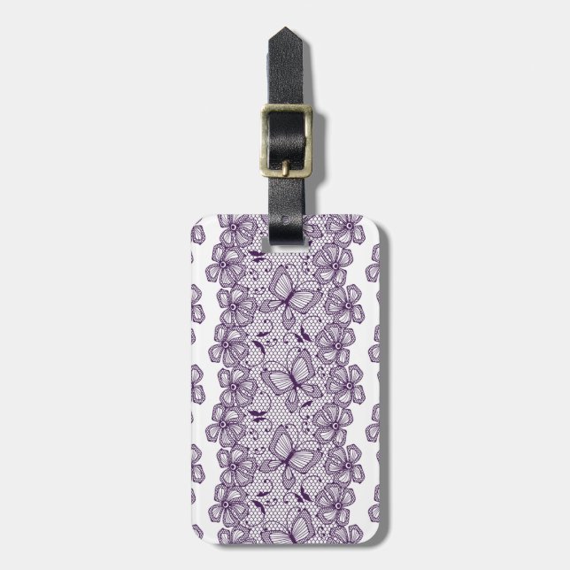Lace pattern with butterflies luggage tag (Front Vertical)
