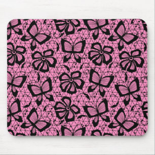 lace pattern with butterflies mouse mat