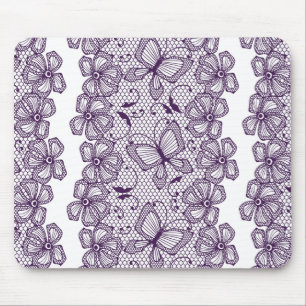Lace pattern with butterflies mouse mat