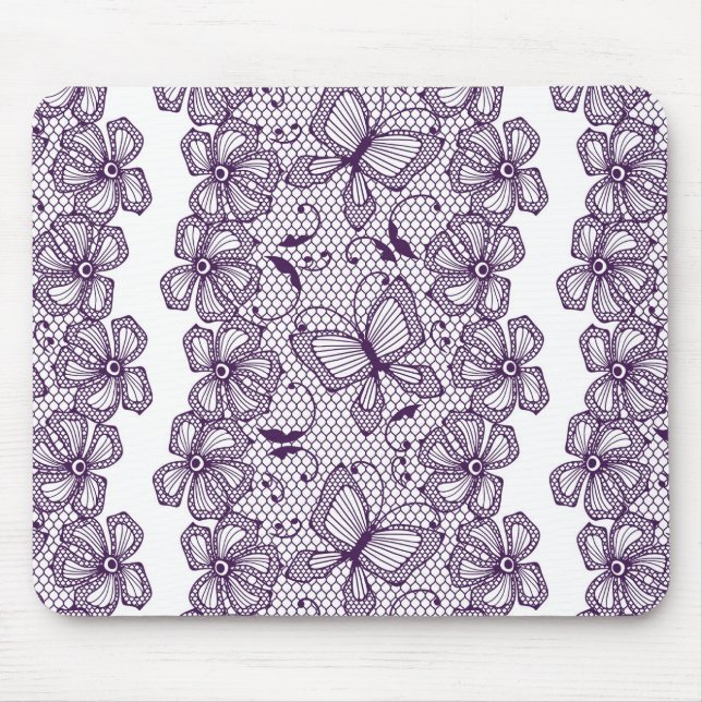 Lace pattern with butterflies mouse mat (Front)