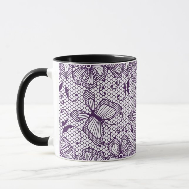 Lace pattern with butterflies mug (Left)