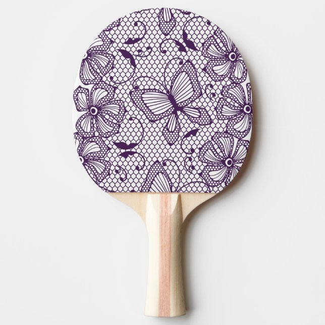 Lace pattern with butterflies ping pong paddle (Front)