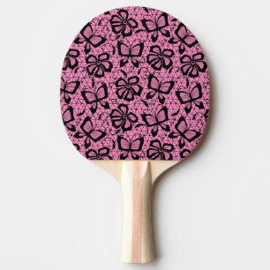 lace pattern with butterflies ping pong paddle
