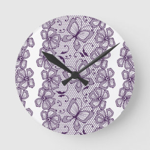 Lace pattern with butterflies round clock